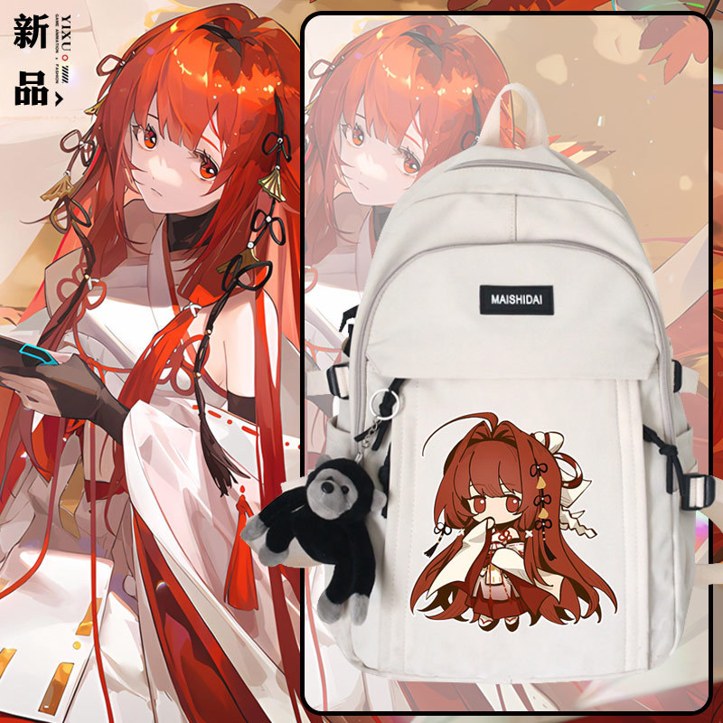 กระเป๋าเป้สะพายหลัง 2D ลายอนิเมะ Dragon Raja: Gate of Cassell ของ Uesugi Erii สำหรับนักเรียน แบบยูนิ