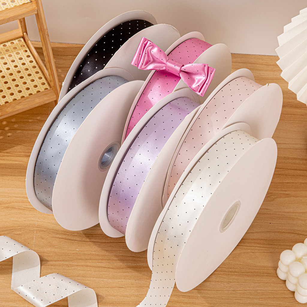 Fine Polka Dot ซาติน Polka Dot ริบบิ้นดอกไม้บรรจุภัณฑ์ DIY เครื่องประดับผมโบว์ริบบิ้น