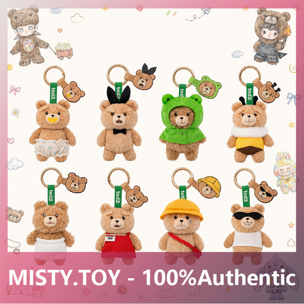 POPMART GONGMING < Ted2 > Baby Ted Movable Plush Series จี้ Mystery Box ของขวัญของแท้