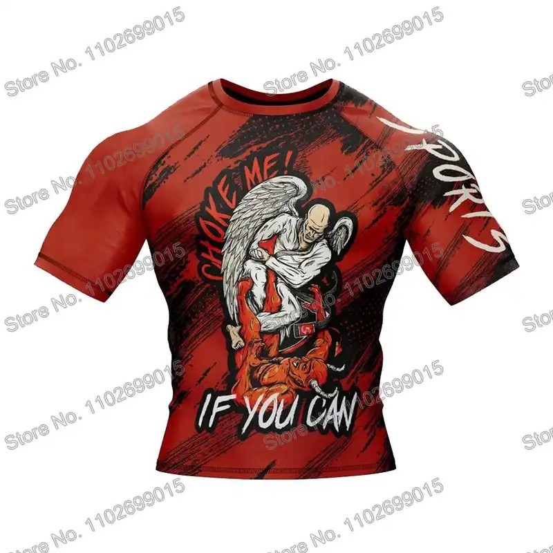 Celestial Hold Anti-Wear Surfing ชุด BJJ MMA ผู้ชายแขนสั้นดําน้ําเสื้อยืดชุดว่ายน้ําแน่นชุดฝึกมวยผู้หญิงยิม