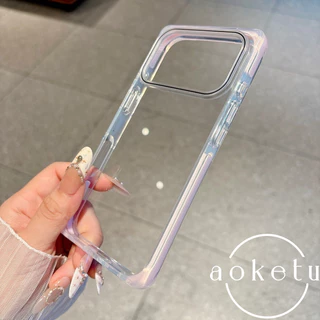 Creative color blocking anti drop square เคสโทรศัพท์โปร่งใสเหมาะสําหรับ iPhone 15 16 17 Pro Max รวมทุกอย่างเคสซิลิโคนป้องกันการตก