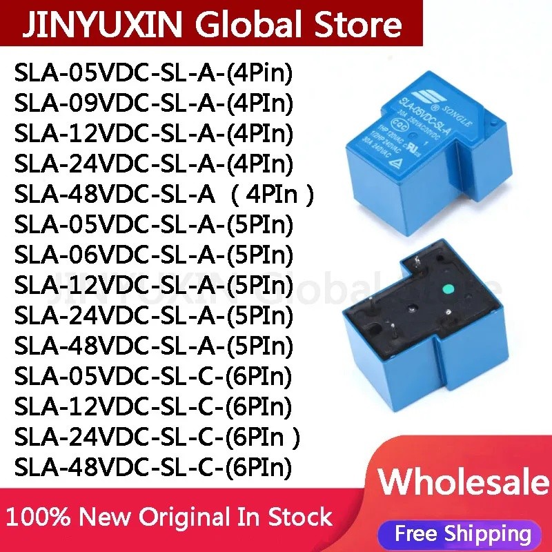 5PCS SLA-05VDC-SL-A SLA-09VDC-SL-A SLA-12VDC-SL-A/24VDC-SL-A/48VDC-SL-A/SLA-05VDC 4PIN 5PIN 6PIN รีเ