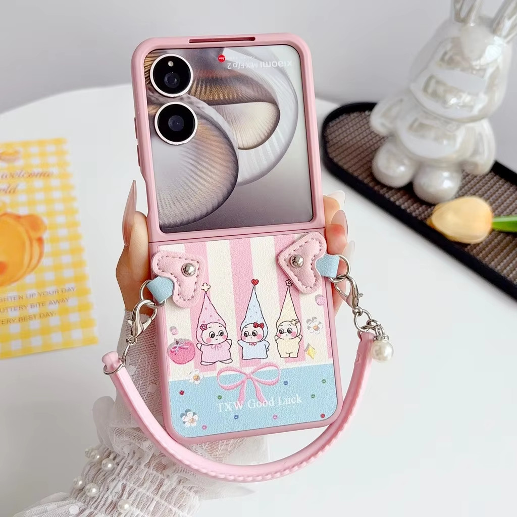  ปลอกสําหรับ Samsung Galaxy Z Flip 8 7 FE 6 5 4G 5G 2026 น่ารักการ์ตูนขนมกระต่ายซิลิโคน lanyard สํา