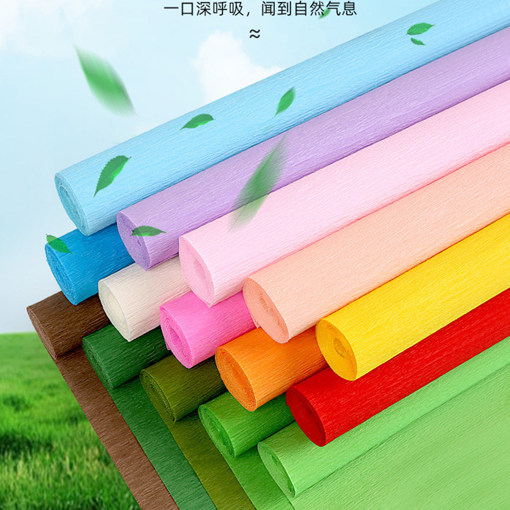 พร้อมสต็อกDIY Handmade Flower Crepe Paper Roll Multi Color Decorative Wrapping Craft Paper
