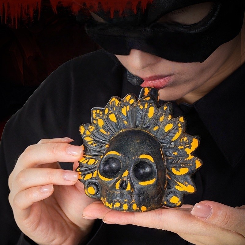 Aztec Death Whistle – กรีดร้องกะโหลกศีรษะฮาโลวีน Prank Prop, Bone-Chilling Human Scream เอฟเฟกต์เสีย