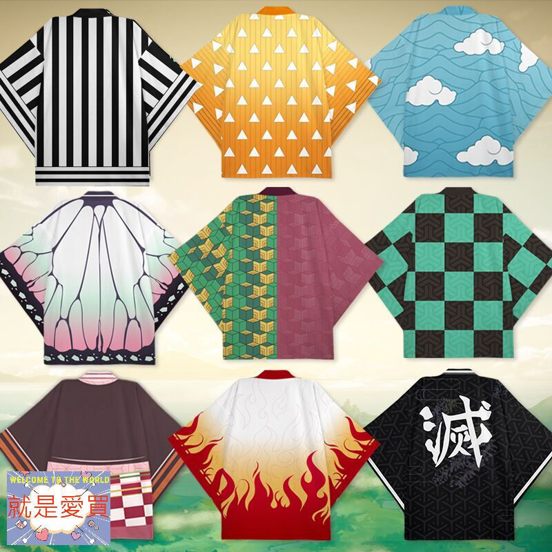 COSPLAY Devil Killer Top Haori Muichiro ผีเสื้อ Shinobu Tomioka Giyuu Tanjiro เสื้อผ้าแจ็คเก็ตชุดนอน