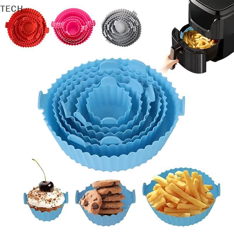 TECH Air Fryer ถาดเตาอบถาดอบตะกร้าทอด Mat Air Fryer หม้อซิลิโคนเปลี่ยนกระทะย่าง Bakeware กระทะพิซซ่า DDC