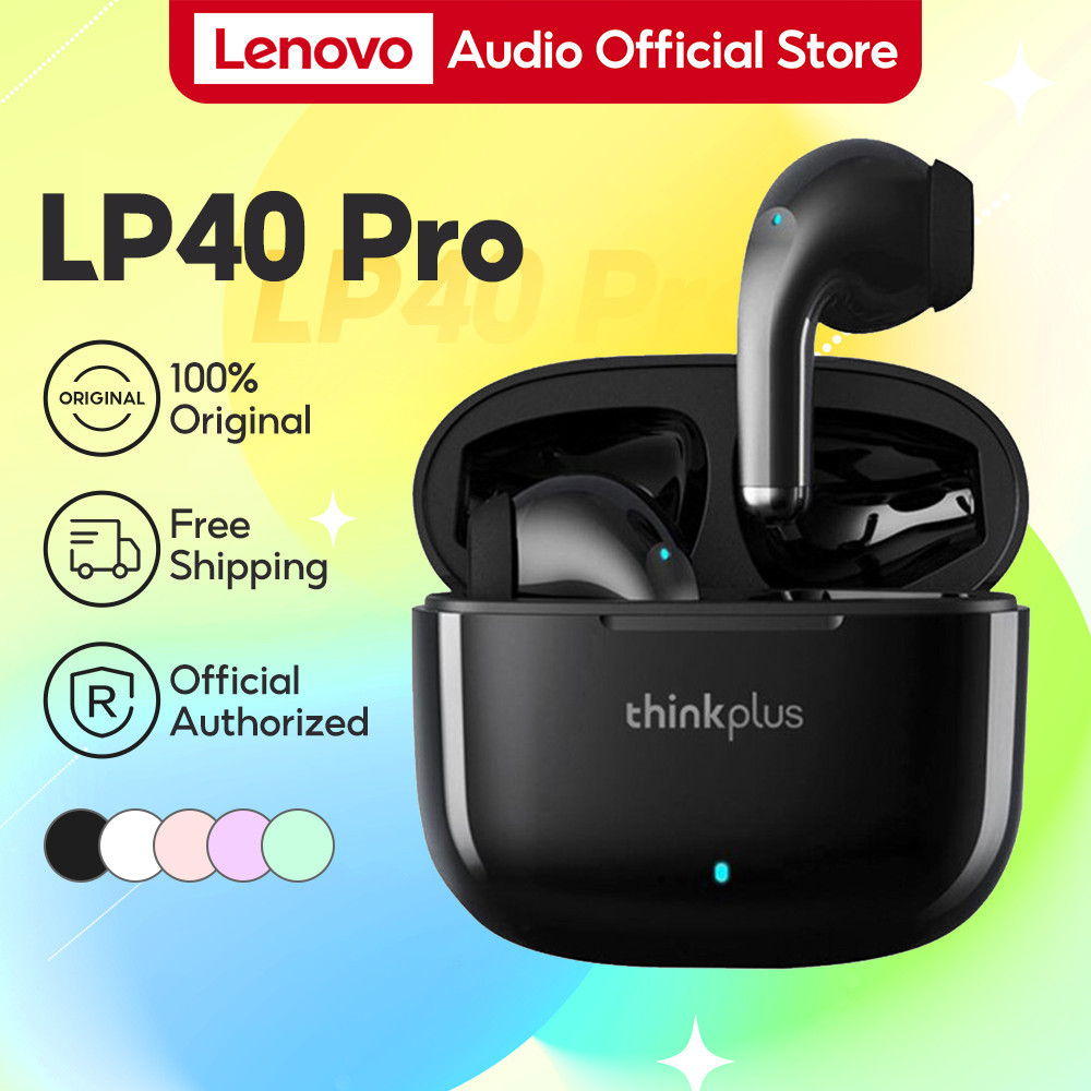 หูฟัง Lenovo LP40 Pro / LP40 หูฟังไร้สาย True Bluetooth 5.0 เวลาแฝงต่ําเพลง TWS HD พร้อมไมโครโฟน IPX