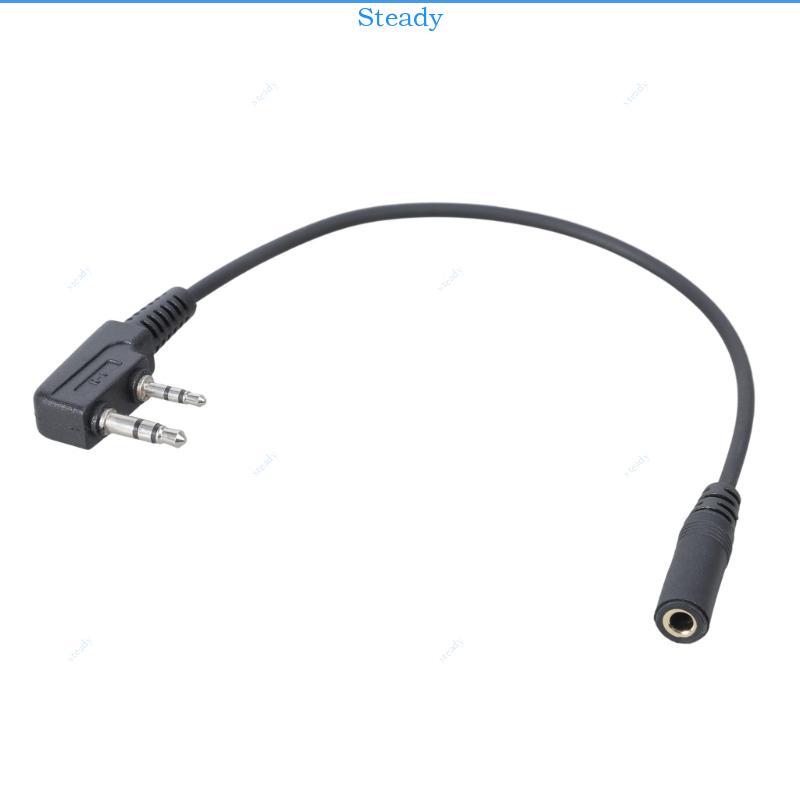 Stedy 2 Pin ถึง 3 5 มม.ชุดหูฟังอะแดปเตอร์แปลงสายเหมาะสําหรับ UV5R BF-888S วิทยุสองทางเกียร์ที่ชัดเจน