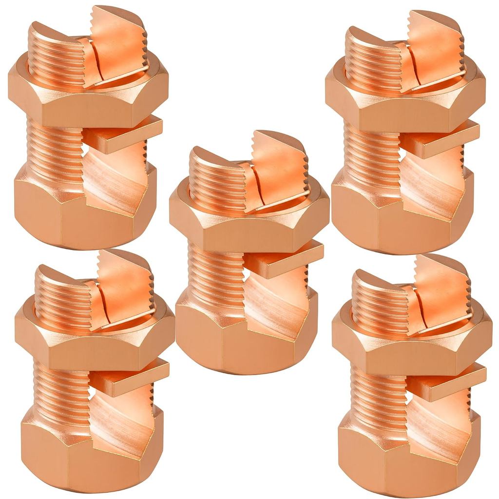 5 ชิ้น TJ-16 แยก Bolt ขั้วต่อสายไฟ,ทองแดงอัลลอยด์ Ground Wire Connector, ความต้านทานที่ยอดเยี่ยม, ไฟ