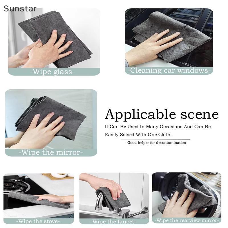 Sunstar Lint Free Thien ผ้าทําความสะอาดไมโครไฟเบอร์นุ่มดูดซับไม่มีรอยขีดข่วนผ้าขนหนูสําหรับจานแก้วภา
