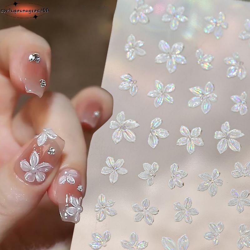 SPING 1PCS เล็บ Stier 5 กลีบดอกไม้ขนาดเล็กสด Mini ดอกไม้ขนาดเล็กสีเล็บ Decal DIY เล็บเครื่องมือ DDC