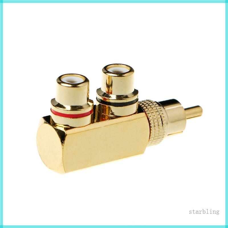 Star Copper o Splitter Plug RCA 1 Male to 2 Female AV Socket Connector Adapter
