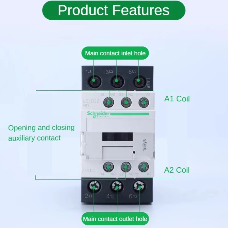 ATKB Schneider ไฟฟ้า Lc1d09/12/18/25/32/38BD/ED/FD/MD DC Contactor สีดํา/สีขาวตัวเลือก LC1D DC