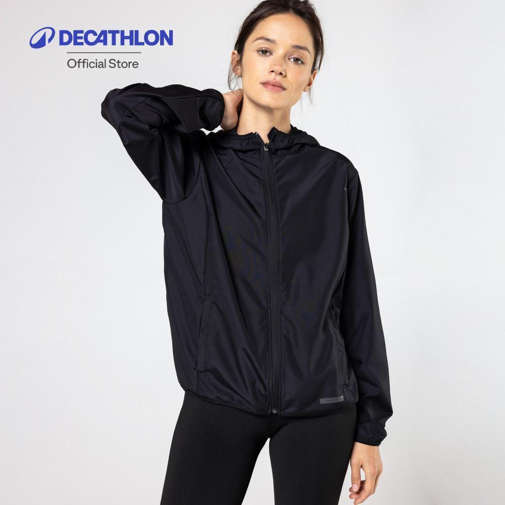Decathlon Women'S Windproof Running Jacket เสื้อแจ็คเก็ตวิ่งกันลมผู้หญิง รุ่น Kiprun Run 100 Wind - Deep Black