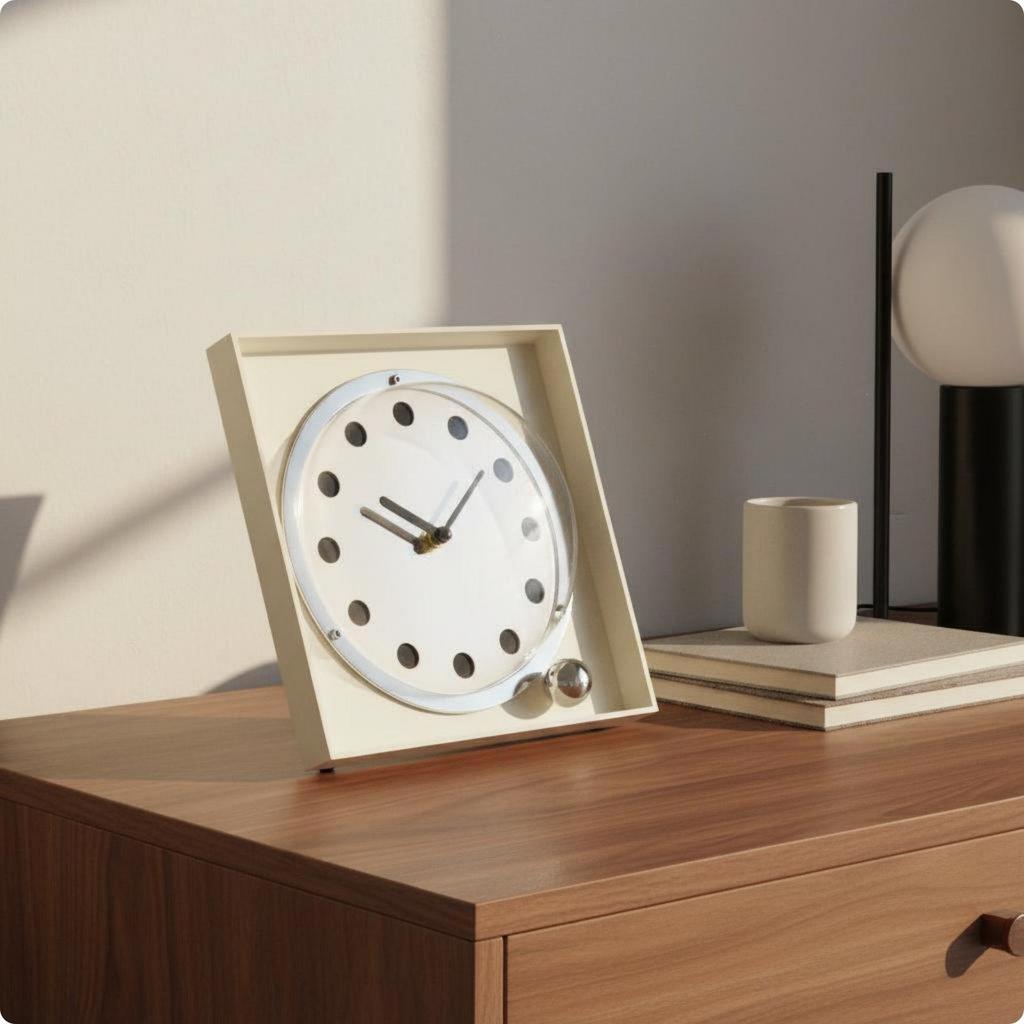 [mibum01eb] Minimalist Square Home Clock Bold Hands Desktop Digital Clock Stylish Table Timepiece fo