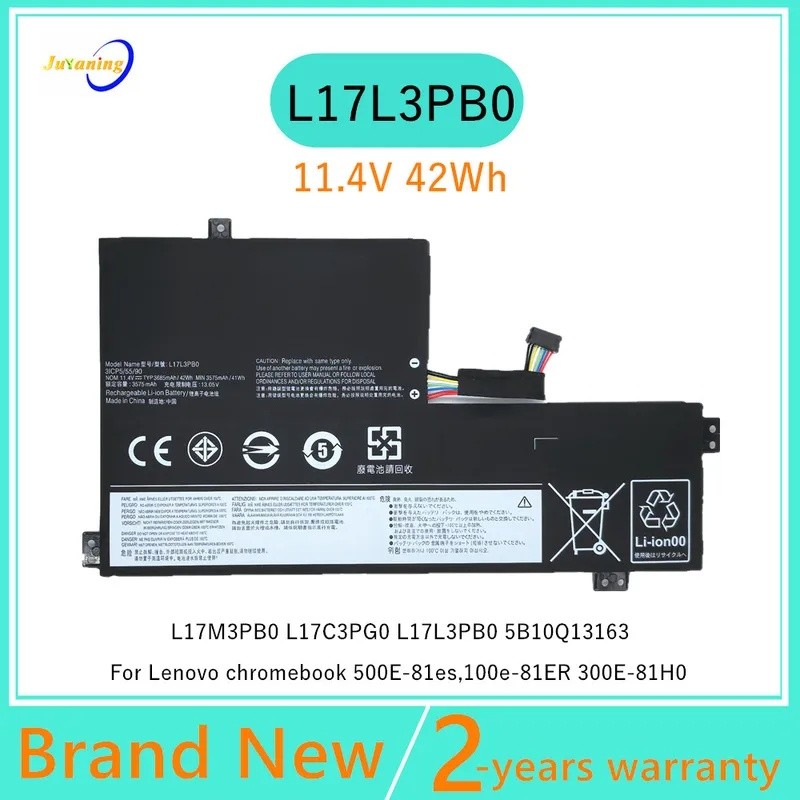 L17M3PB0 L17C3PG0 L17L3PB0 แบตเตอรี่แล็ปท็อปสําหรับ Lenovo Chromebook 500E-81es 100e-81ER 5B10Q13163