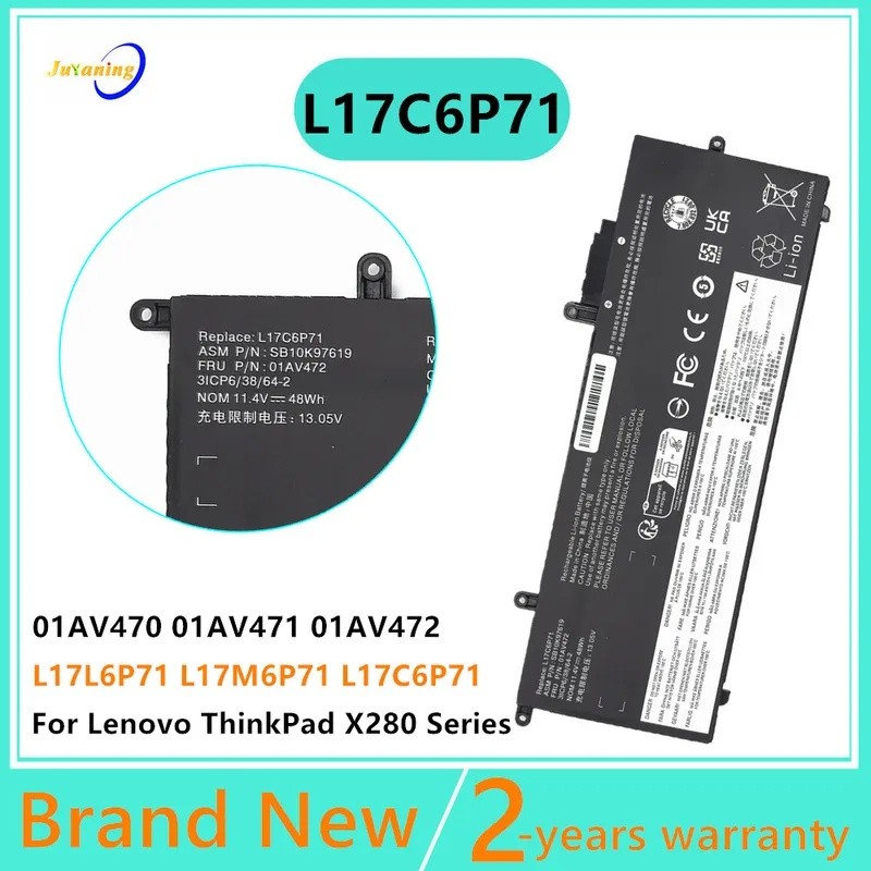 L17C6P71 L17M6P71 L17L6P71 01AV470 01AV471 01AV472 แบตเตอรี่แล็ปท็อปสําหรับ Lenovo ThinkPad X280 Ser