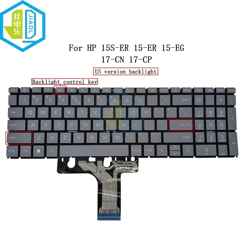 US/AR ภาษาอังกฤษภาษาอาหรับคีย์บอร์ด Backlight สําหรับ HP Pavilion 15-ER 15S-ER 15-EG 15M-EG 15-EH 17