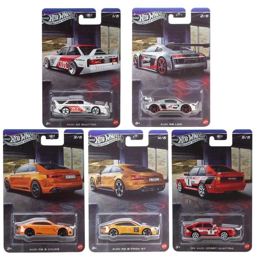 [สต๊อกพร้อมกําพร้า] Hot Wheels Hot Wheels ป้ายเงิน Audi Series 1: 64 ชุดรถโลหะผสมรุ่น 5 รถยนต์: Audi