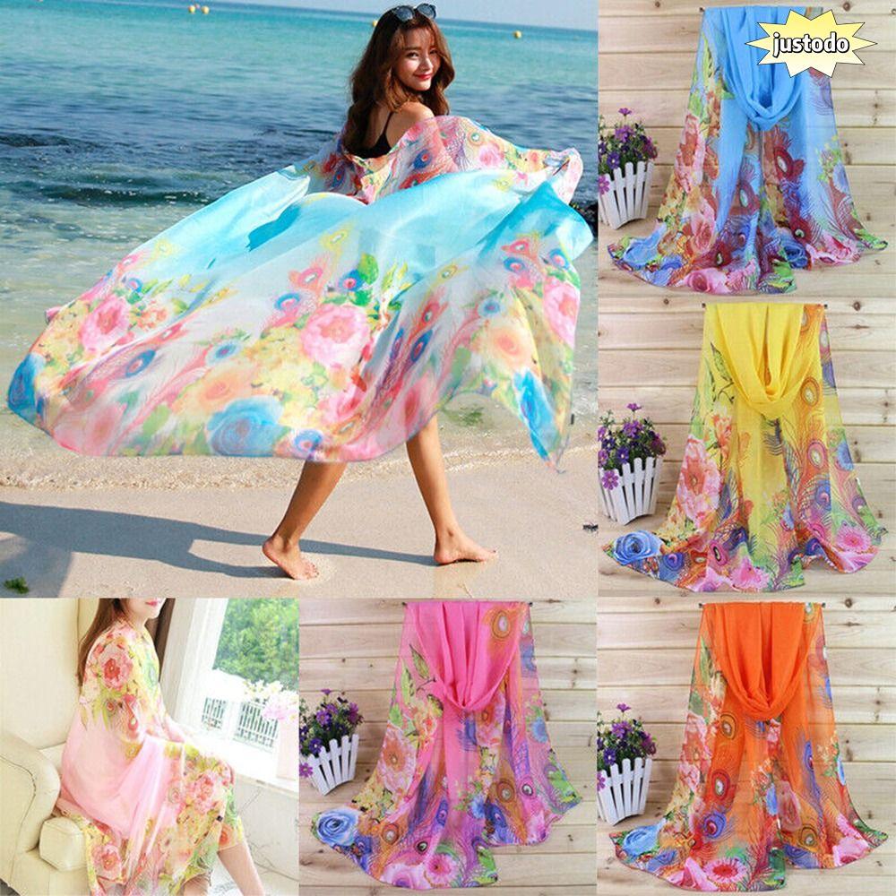 JUSTO Beach Shawl Head Wrap อุปกรณ์เสริมเสื้อผ้า Summer Beach Sarong Scarf
