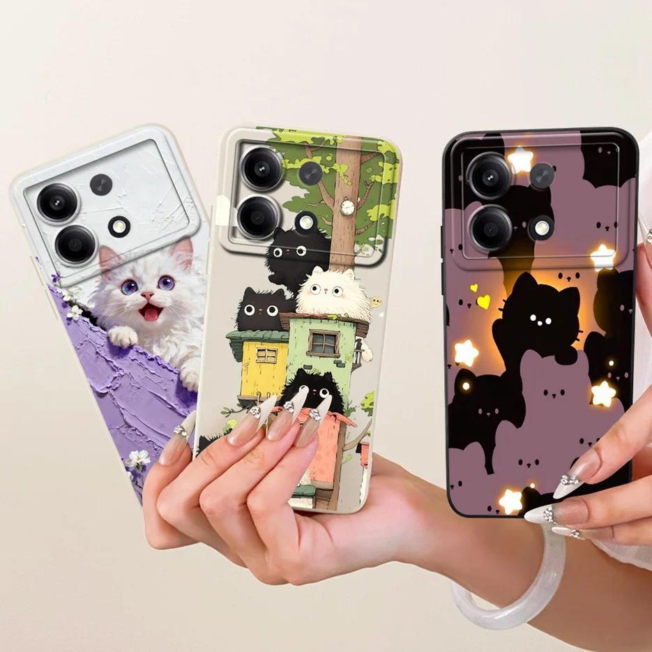 สําหรับ Xiaomi Poco X6 Pro กรณี PocoX6 Neo แมวน่ารักใหม่การ์ตูน Soft TPU เคสโทรศัพท์สําหรับ Xiaomi P