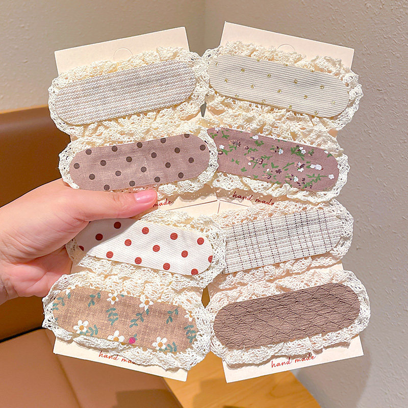 เกาหลีสีกาแฟการ์ตูนกระต่าย Velcro สําหรับเด็กและเด็กผู้หญิง Retro ดอกไม้ด้านข้าง Bangs ผมหัก Finishing Artifact เครื่องประดับผม
