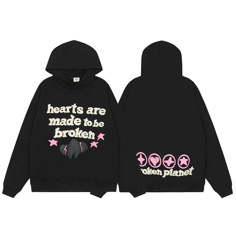 SAINT VINTAGE Broken planet ภูต星球发宽松美式高帽衫卫衣
