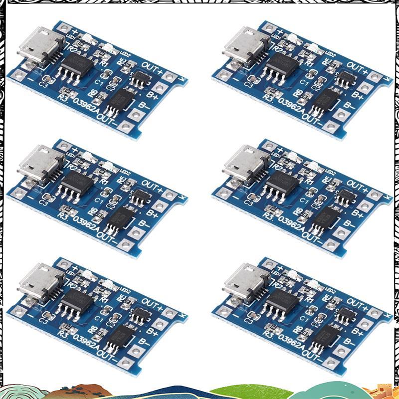 6PCS สําหรับ TP4056 ชาร์จ ule พร้อมป้องกันแบตเตอรี่ 18650 BMS 5V