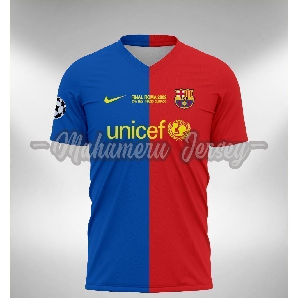 แฟชั่น 2026 Barcelona Ucl Final Jersey 2008 2009 Tshirt Sublimation Jersey Unisex พิมพ์เต็ม