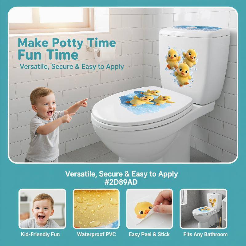 [YLSW] การ์ตูนเล่นน้ํา Du Toilet Stier Self-Adhesive Beautify Home Bathroom Decor TH