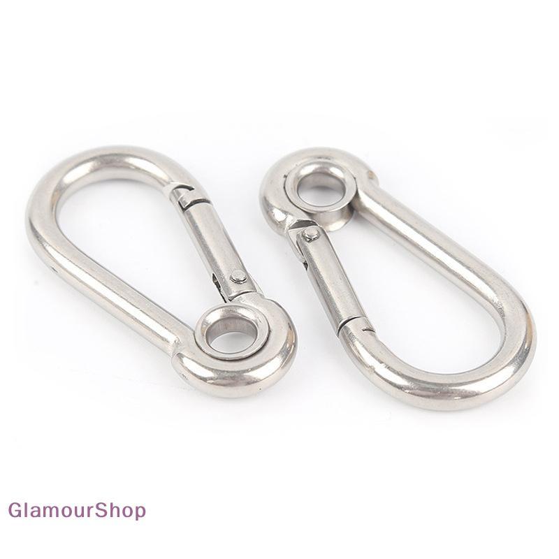 M4 M5 M6 M7 M8 สแตนเลส Carabiner Carbine Snap Hook พร้อมตาไก่สปริง Bule Key แหวน