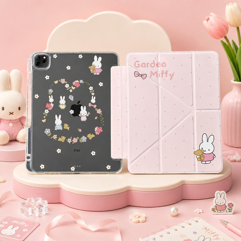 เคสพับ Y-Fold ลายกระต่ายหลังใสโชว์เครื่อง for Redmi Pad 2 Pro/SE 11/Pro12.1 Xiaomi Pad 6/7/8 Pro