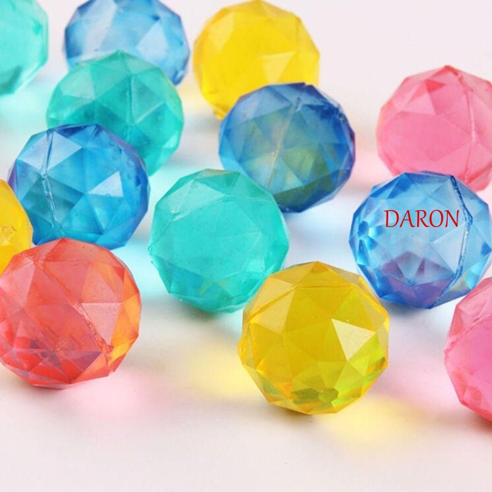 DARON 6 ชิ้นยาง Bouncy Ball, Clear Large Diamond Bouncy Ball, Diamond Shape Ball Bouncy toy Rainbow 