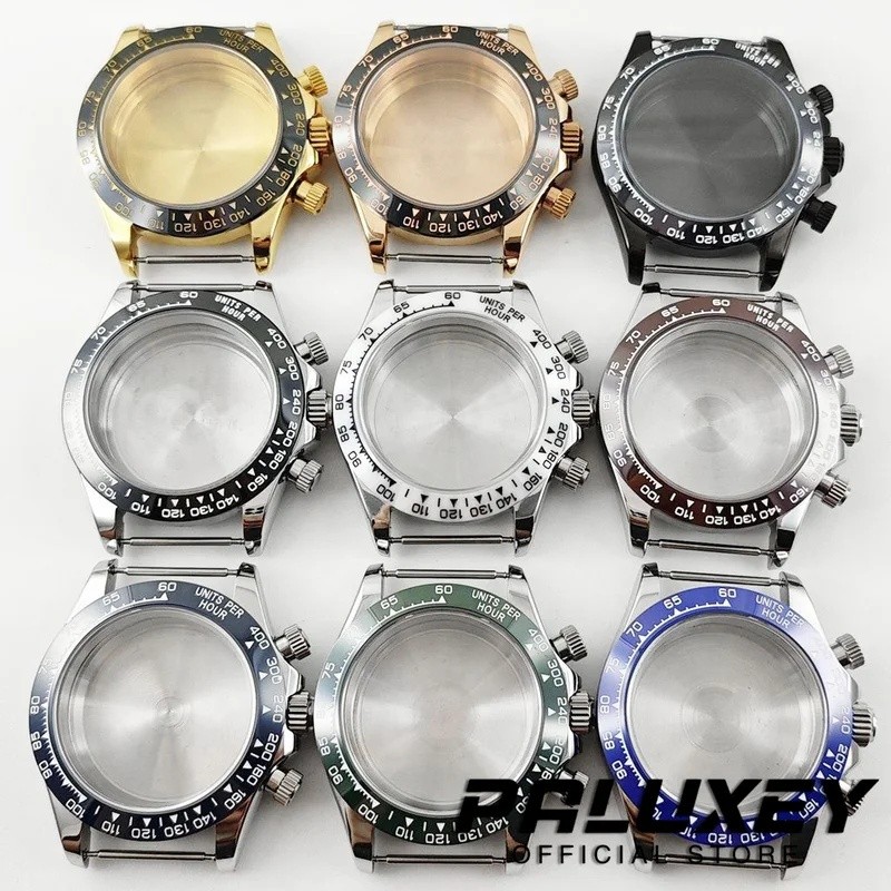 PALUXEY VK63 40 มม.Chronograph Indites เซรามิค Bezel Sapphire คริสตัลนาฬิกาอุปกรณ์เสริมนาฬิกาสําหรับ