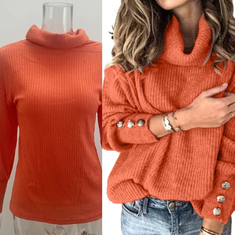 Women's Ribbed Long Sleeve Turtleneck Sweater for Daily Wear and Cool Weather