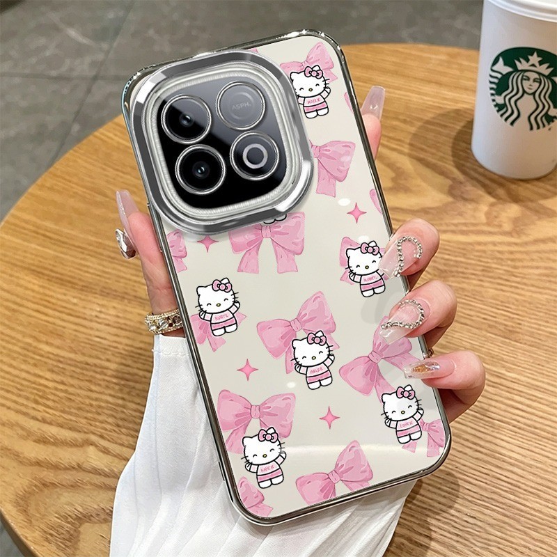 Imura สําหรับ Realme Narzo 30A Bow KT การ์ตูนกรณีรอบ 4 มุม Anti-Fall ฝาครอบกันชนเคสโทรศัพท์