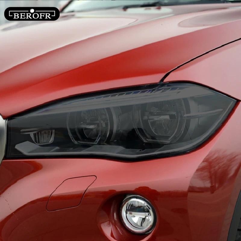 2 ชิ้นสําหรับ BMW X6 E71 F16 M F86 G06 ไฟหน้ารถสีดําป้องกันฟิล์มไวนิลป้องกันโปร่งใส TPU สติกเกอร์อุป