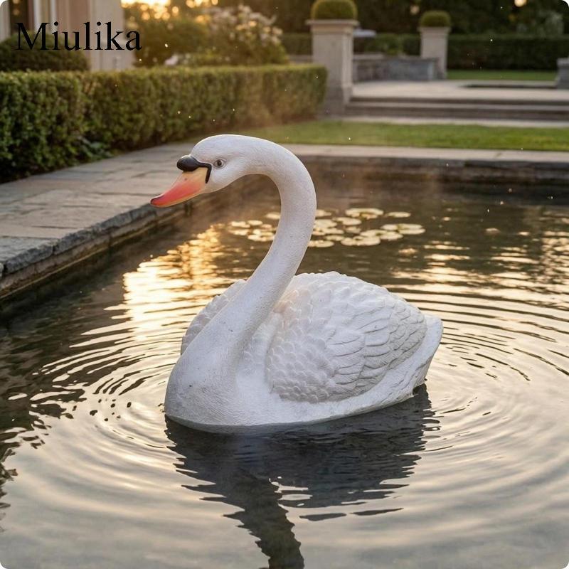 Miulika Buoyant Swan Sculpture Textured Buoyant Swan เครื่องประดับ Feathered Hy1070-4