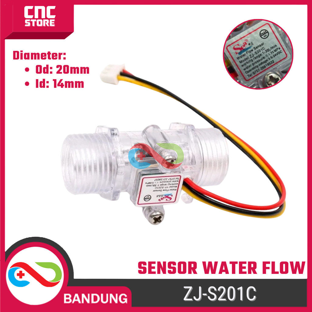 ZJ-S201C เซ็นเซอร์การไหลของน้ํา 0.5 ชิ้น (1/2 นิ้ว) – เซ็นเซอร์มิเตอร์การไหลของน้ํา / Flowmeter สําห