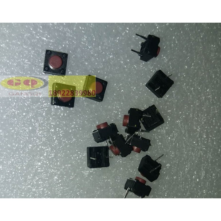 Tact Switch 2-Pin ปลั๊กตรงหัวสีแดงนําเข้า Reed Light Tact Switch Full Original 7S7B-3-7-NP 5 * 5