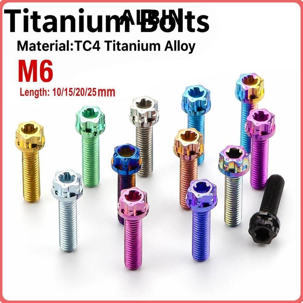 ALBIN Titanium Bolt, GR5 Titanium Alloy M6 Flange Torx Bolt, Multi Colours Fairing Bolt