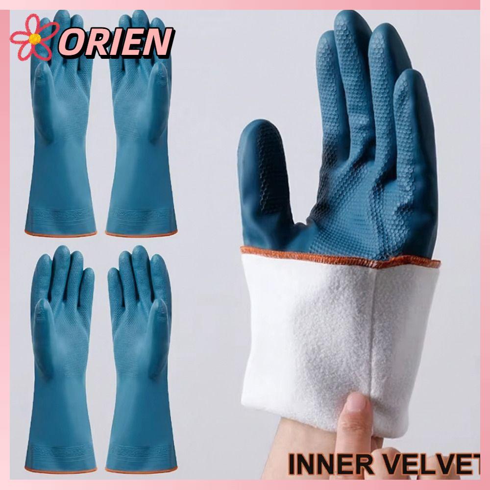 ORIEN ถุงมือทําความสะอาดบุขนเพิ่มความหนาด้วยถุงมือล้างจานขนแกะถุงมือป้องกันมือห้องครัวกันน้ําแบบนุ่ม