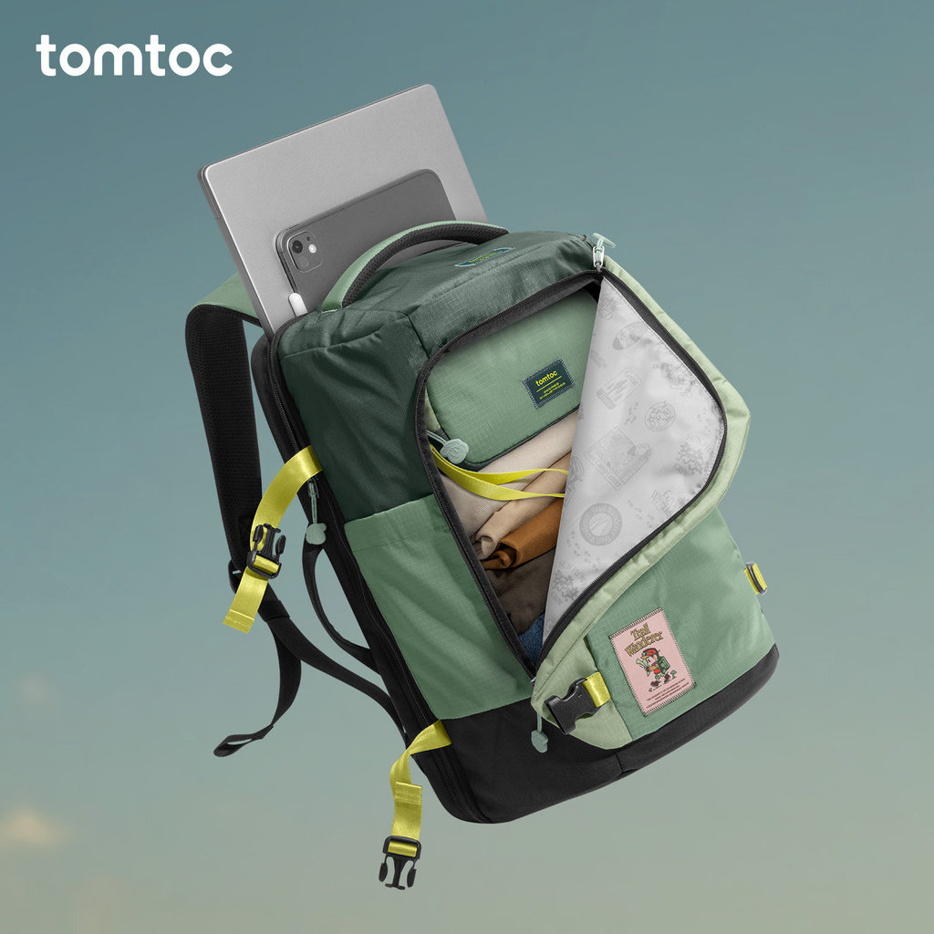 Tomtoc x Gikos Industrial Travel กระเป๋าเป้สะพายหลังความจุขนาดใหญ่น้ําหนักเบากระเป๋าเดินทางคอมพิวเตอ