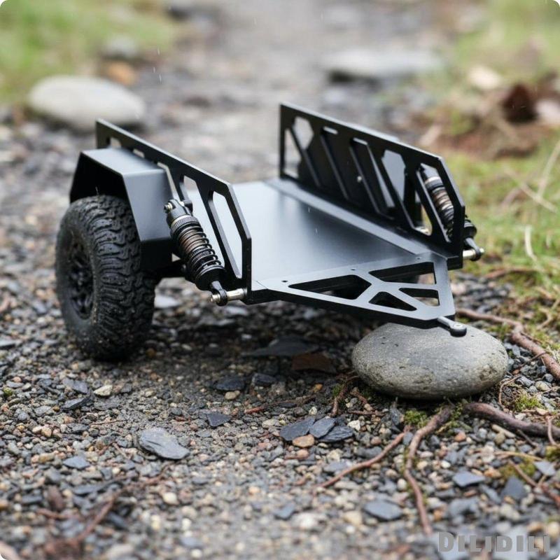 [Dilidili] 1/10 Scale Crawler Trailer DIY ใช้งานร่วมกับ RC Crawler Trailer สีดํา