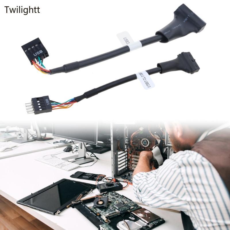 WILI USB Header Splitter Cable 19 20 Pin เมนบอร์ด USB Header to USB 9Pin Cable