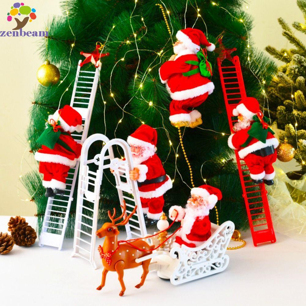 ZENBEAM ซานตาคลอสไฟฟ้า, เชือกปีนเขาบันได Twerk Santa Claus, เครื่องประดับคริสต์มาสร่มชูชีพด้วยแสง Tw