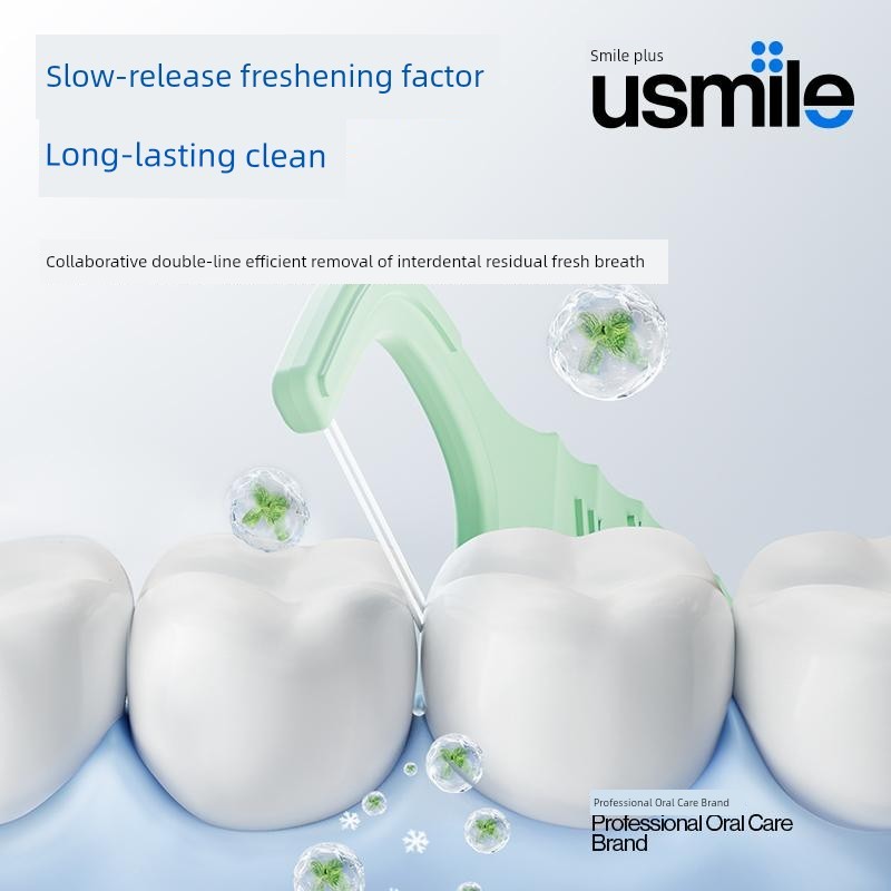 dental floss ไหมขัดฟัน ของแท้ usmile Smile Plus Double Floss Floss Floss Stick Ultra-Fine แบบพกพาปลอ
