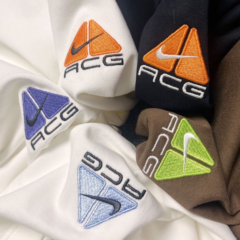 Pure Original ACG Joint ปักผ้าฝ้ายเสื้อยืดผู้ชายแขนสั้นปักกลางแจ้งรอบคอผ้าฝ้ายกีฬา Qq26.8.26