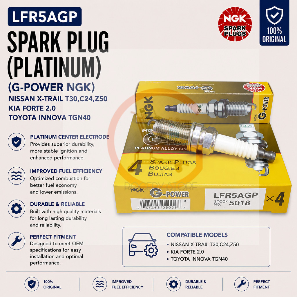 หัวเทียน NGK G-Power LFR5AGP Platinum Nissan X-Trail T30 C24 Z50 Kia Forte 2.0 Toyota Innova TGN40